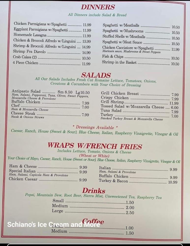 Schiano Ice Cream & More Menu image 1